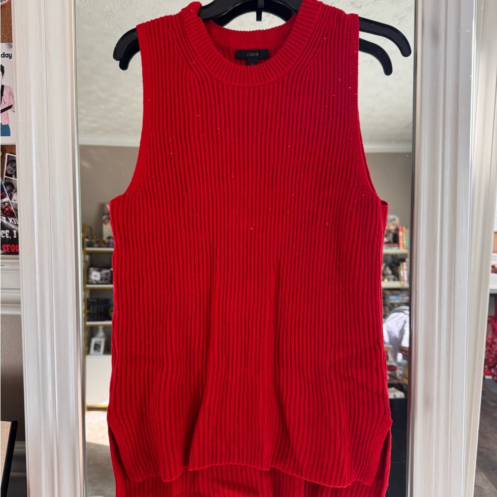 J.Crew Chic Red Sleeveless Sweater Top